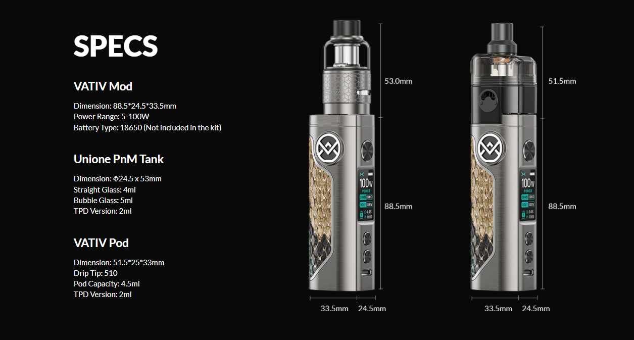 OXVA - VATIV Super Mod Kit especificação