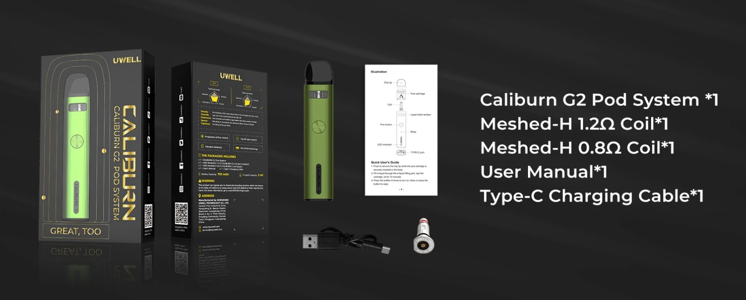 Uwell - Caliburn G2 Pod System kit inclui