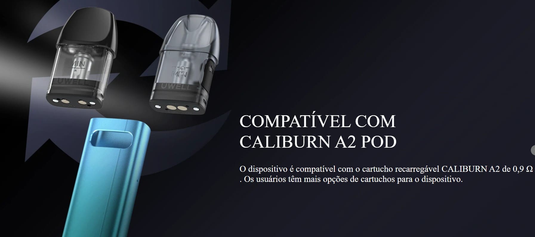 Uwell - Caliburn A2S Pod Kit compatibilidade com a2 pod