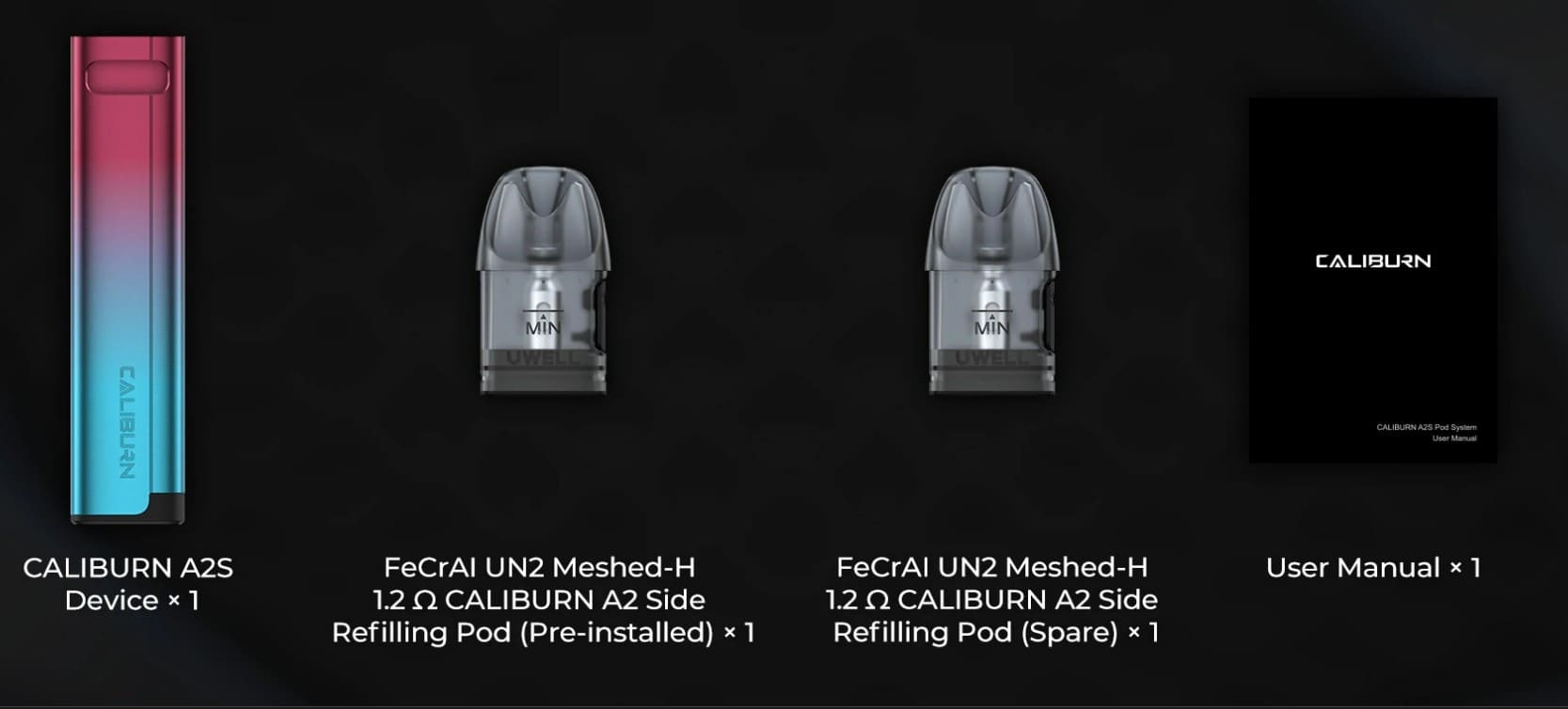 Uwell - Caliburn A2S Pod Kit na caixa