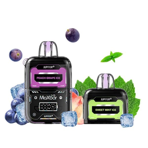 maxbar by vapengin peach grape ice + sweet mint ice