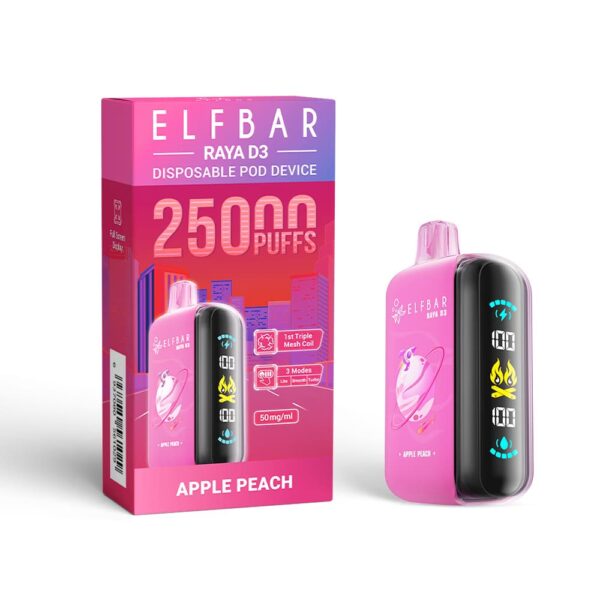 Elfbar - Raya D3 Pod Descartável 25000 Puffs apple peach