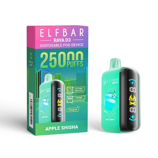 Elfbar - Raya D3 Pod Descartável 25000 Puffs apple shisha