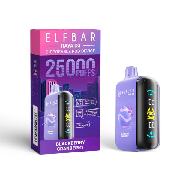 Elfbar - Raya D3 Pod Descartável 25000 Puffs blackberry cranberry