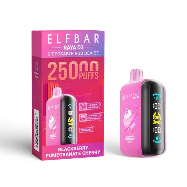 Elfbar - Raya D3 Pod Descartável 25000 Puffs blackberry pomegranate cherry