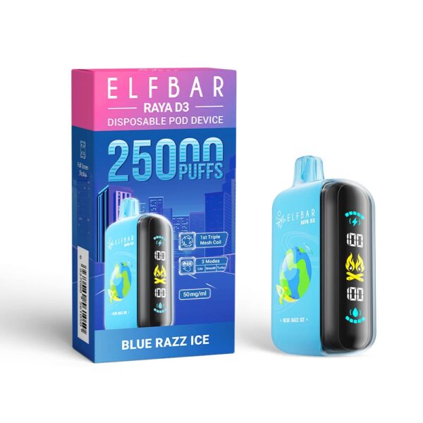 Elfbar - Raya D3 Pod Descartável 25000 Puffs bluerazz ice