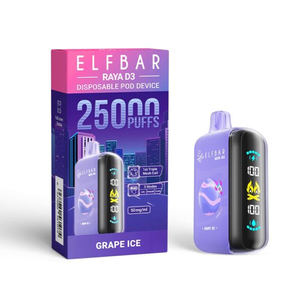 Elfbar - Raya D3 Pod Descartável 25000 Puffs grape ice