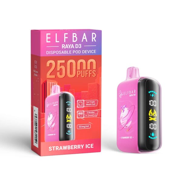 Elfbar - Raya D3 Pod Descartável 25000 Puffs strawberry ice