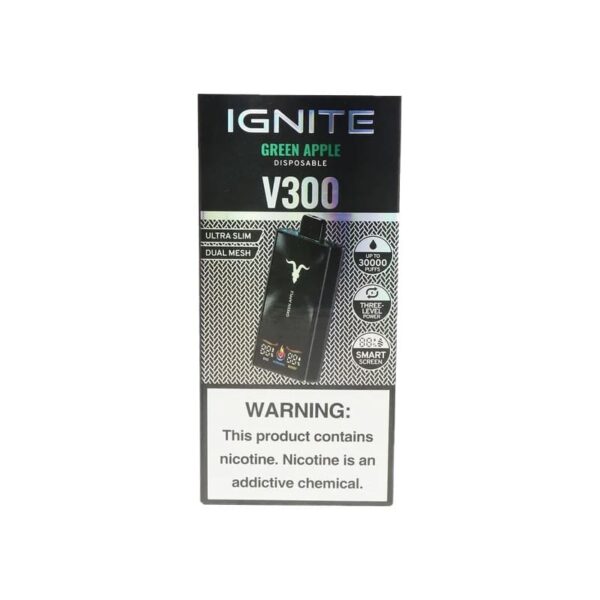 Ignite - V300 Black Pod Descartável 30000 Puffs GREEN APPLE1